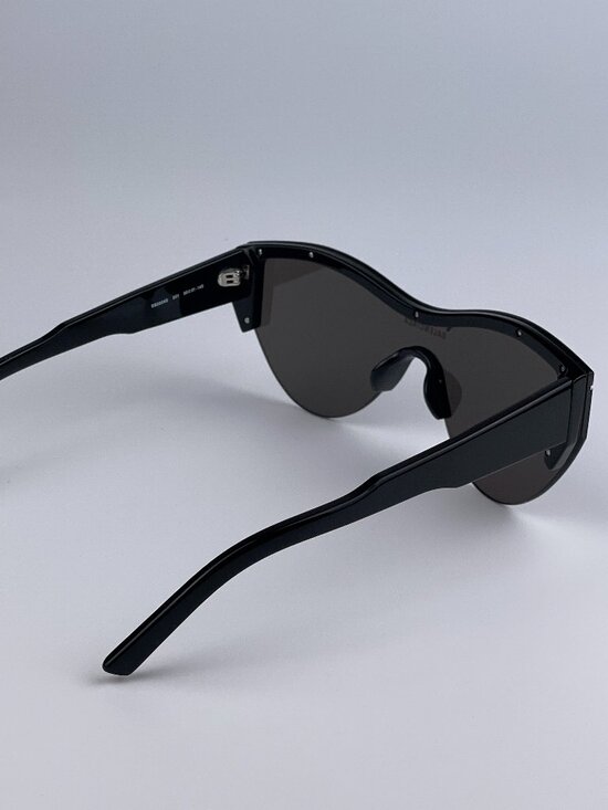 Balenciaga BB0004S 001 Sunglasses Black Grey Shield Unisex main image 4
